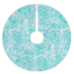 Mint Blue & White Marble Texture Brushed Polyester Tree Skirt
