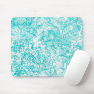 Mint Blue & White Marble Texture Mouse Pad