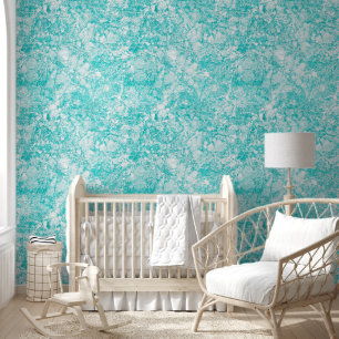Mint Blue & White Marble Texture Wallpaper