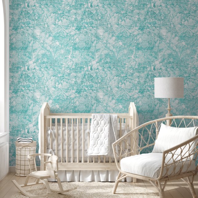 Mint Blue & White Marble Texture Wallpaper (Kids)