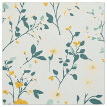 Mint Blue Yellow Botanical Wildflower Pattern