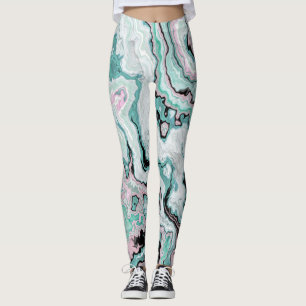 Mint Blush Marble Agate Dreams Leggings