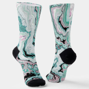 Mint Blush Marble Agate Dreams Socks