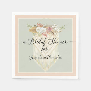 Mint Blush Pampas Grass Floral Greenery Bridal Napkin