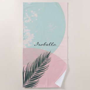Mint Blush Pink Abstract Modern Collection Beach Towel