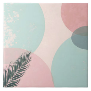 Mint Blush Pink Abstract Modern Collection Ceramic Tile