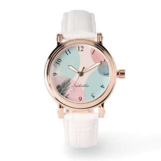 Mint Blush Pink Abstract Modern Collection Watch