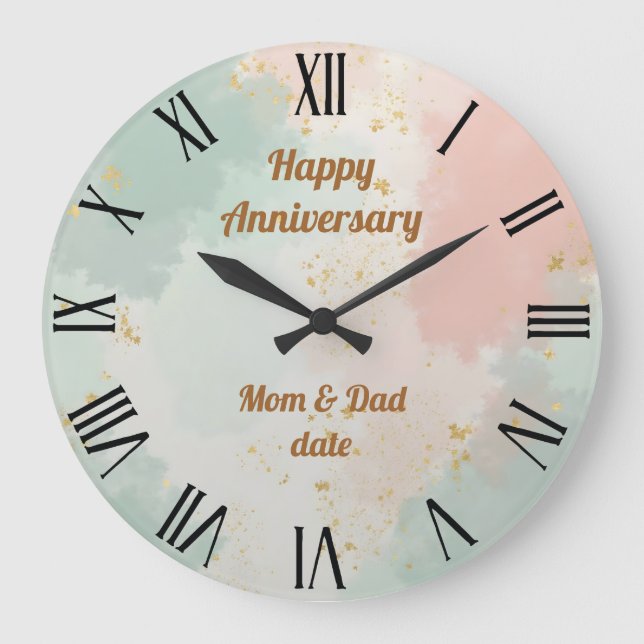Mint Blush Pink Abstract Popular Collection Large Clock (Front)