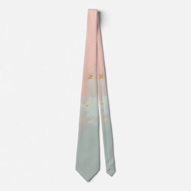 Mint Blush Pink Abstract Popular Collection Tie (Front)