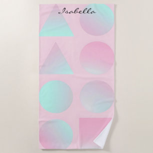 Mint Blush Pink Abstract Trendy Collection Beach Towel