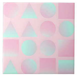 Mint Blush Pink Abstract Trendy Collection Ceramic Tile