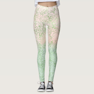 Mint Blush Pink Watercolor Confetti Dots Leggings