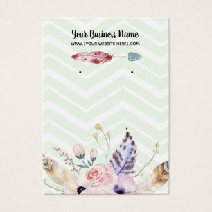 Mint Boho Flowers Arrow Earring Display Cards