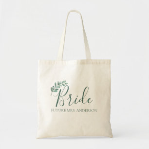 Mint Botanical Elegant Bride Tote Bag