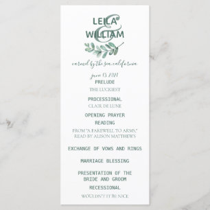Mint Botanical Elegant Wedding Program
