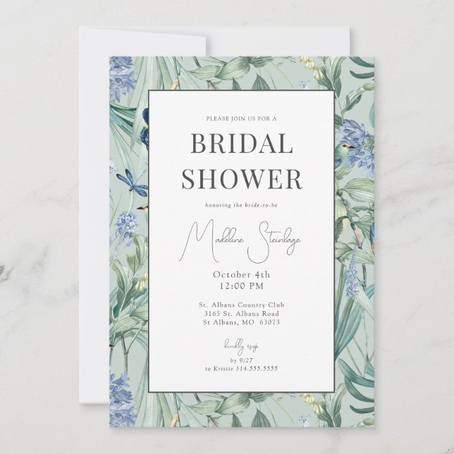 Mint Botanical Garden Bridal Shower Invitation (Front)