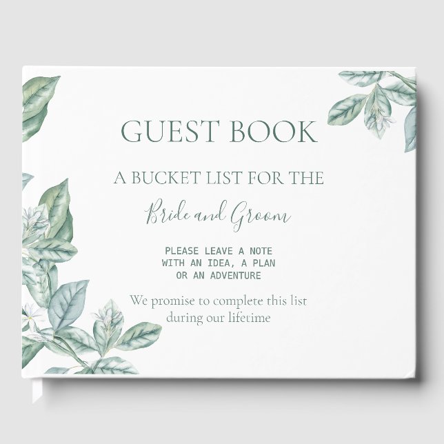 Mint Botanical Wedding Guest Book Bucket List (Front)