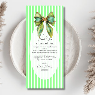 Mint Bow Wedding Place Setting Thank You Card