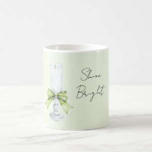 Mint Bow White Candle Shine Bright Coffee Mug