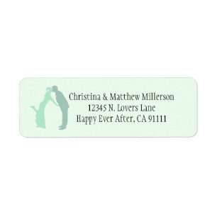 Mint Bride and Groom Return Address Label