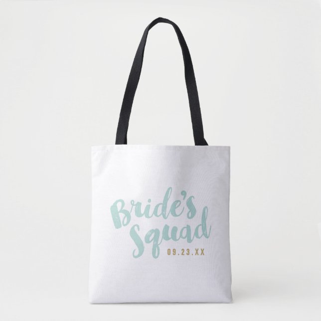 Mint Bride's Squad Personalised Bridal Party Totes (Front)