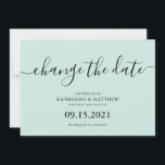 Mint Brush Typography Rescheduled Wedding Save The Date<br><div class="desc">Stylish Modern Script Wedding Change the Date Save the Date design.</div>