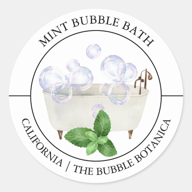 Mint Bubble Bath label (Front)