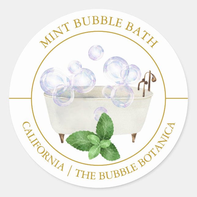 Mint Bubble Bath label (Front)