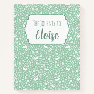 Mint Bunny Floral IVF Fertility Journey Premium Notebook