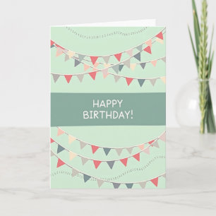 Mint Bunting Birthday Card