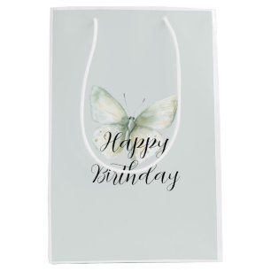 Mint Butterflies Birthday Medium Gift Bag
