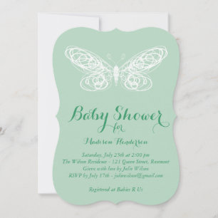 Mint Butterfly Baby Shower Invitation