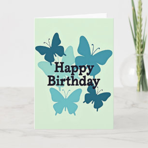 Mint Butterfly Birthday Card