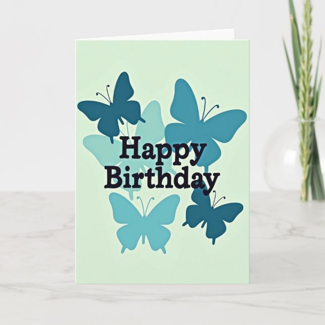 Mint Butterfly Birthday Card (Front)