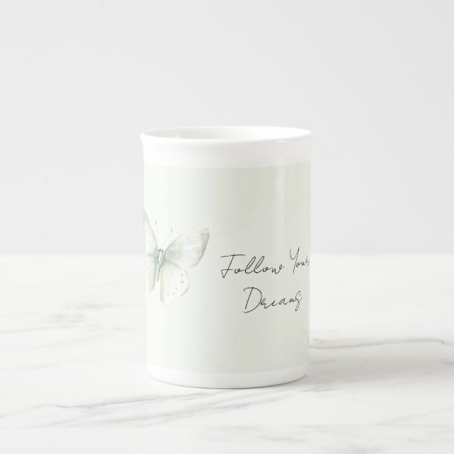 Mint Butterfly Follow Dreams Bone China Mug (Front)