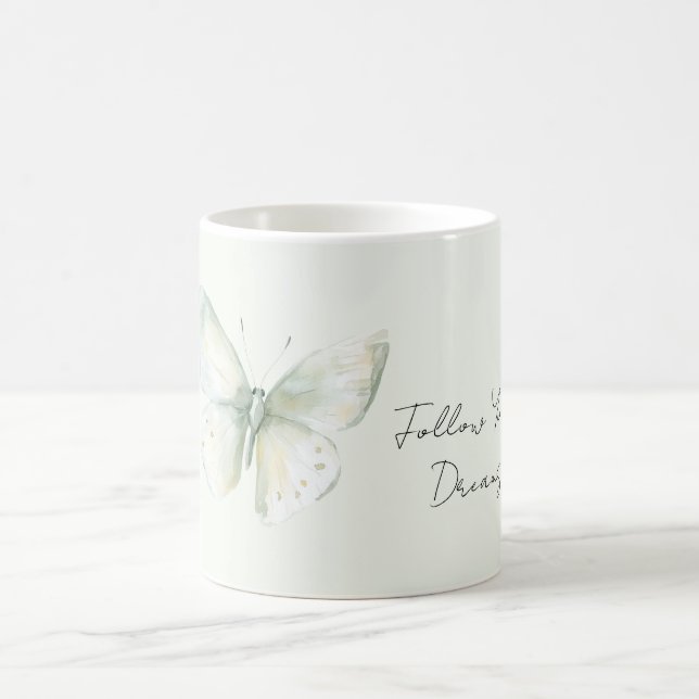 Mint Butterfly Follow Dreams Coffee Mug (Center)