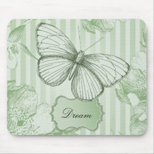 Mint Butterfly Stripes Dream Mouse Pad