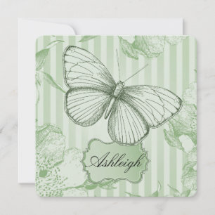 Mint Butterfly Sweet Sixteen Invitation