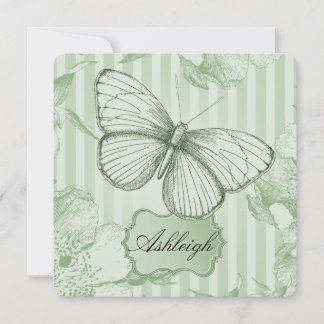 Mint Butterfly Sweet Sixteen Invitation
