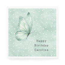 Mint Butterfly White Dots Birthday