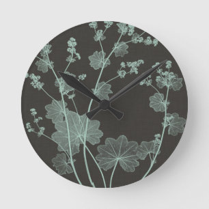 Mint & Charcoal Nature Study I Round Clock