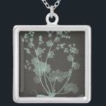 Mint & Charcoal Nature Study I Silver Plated Necklace<br><div class="desc">Floral</div>