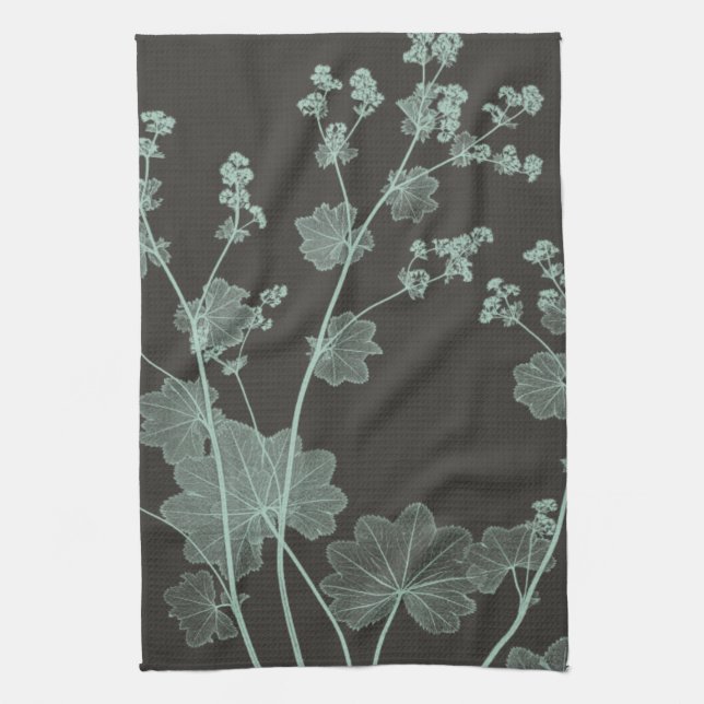 Mint & Charcoal Nature Study I Tea Towel (Vertical)