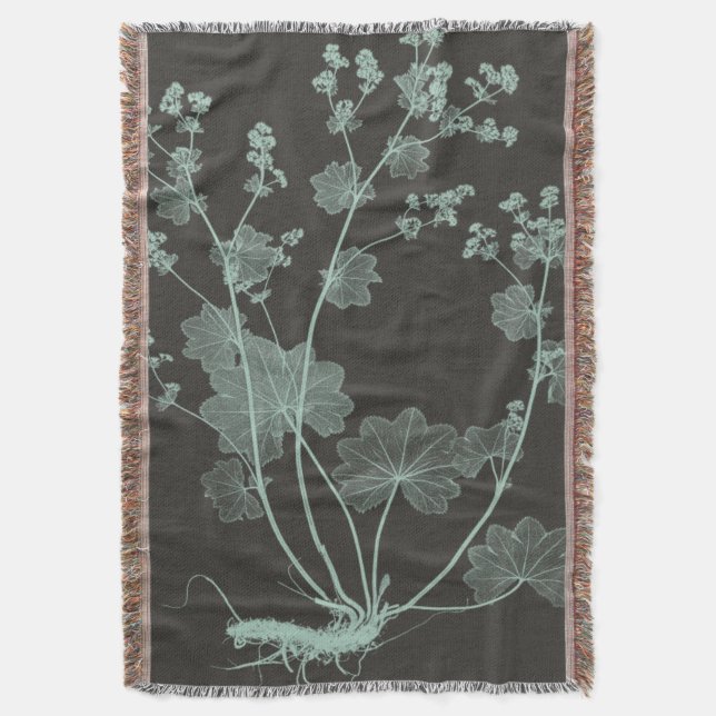 Mint & Charcoal Nature Study I Throw Blanket (Front Vertical)