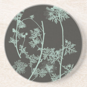Mint & Charcoal Nature Study IV Coaster