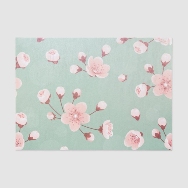 Mint,cherry blossom, spring flower,japanese,sakura tissue paper (Front)