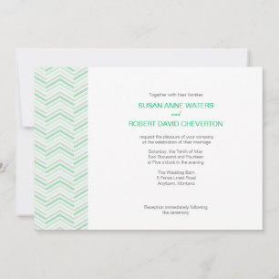 Mint Chevron Custom Wedding Invitations