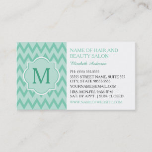 Mint Chevron Hair Beauty Salon Business Card