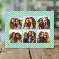 Mint Chevron Pattern with Trendy 6 Photo Collage