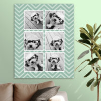 Mint Chevron Pattern with Trendy 6 Photo Collage